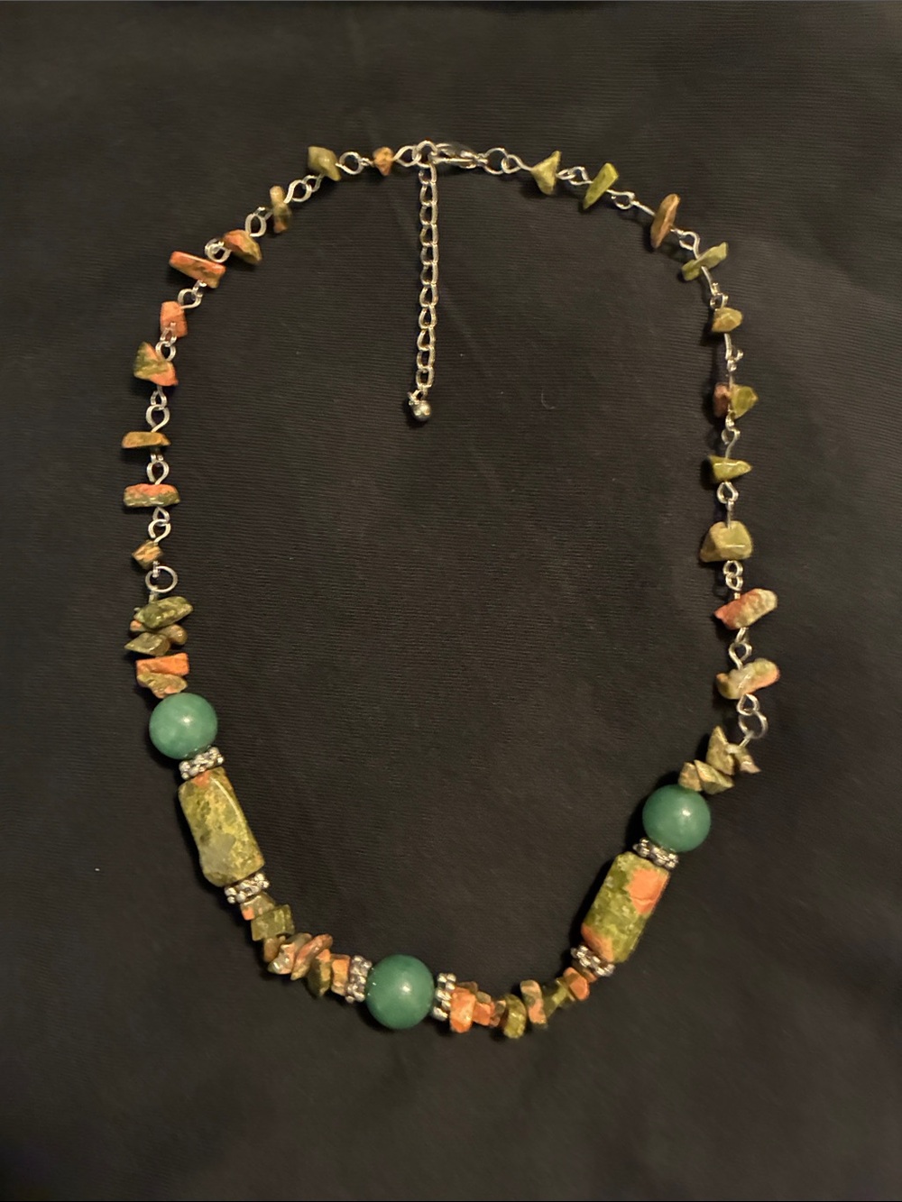 Source Unknown Unakite with Jade accent beads Necklace